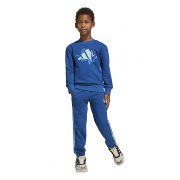 Trening din amestec de bumbac cu imprimeu logo - Bleumarin