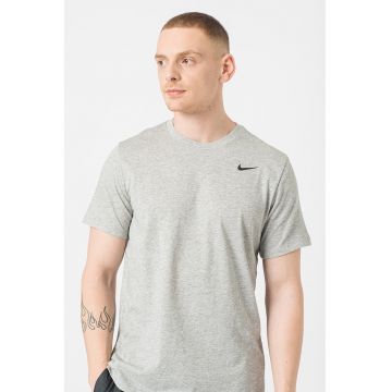 Tricou cu tehnologie Dri-FIT si decolteu la baza gatului - pentru fitness - Gri melange