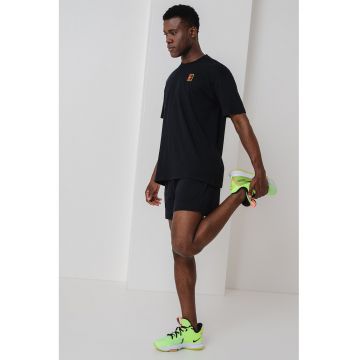 Tricou din bumbac cu maneci cazute - Rosu/Negru