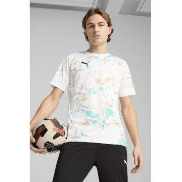 Tricou pentru fotbal Marbled - Maro taupe/Alb optic/Verde menta