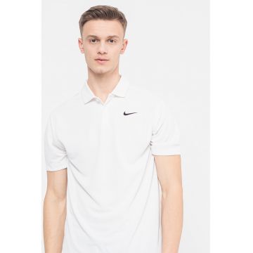 Tricou polo cu tehnologie Dri-Fit si imprimeu logo pentru tenis - Alb optic