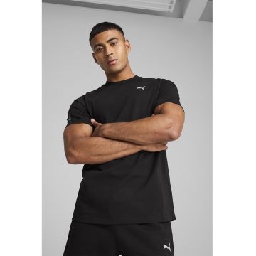 Tricou regular fit din bumbac cu decolteu la baza gatului - Negru