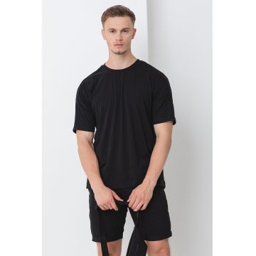 Tricou relaxed fit pentru antrenament - Negru
