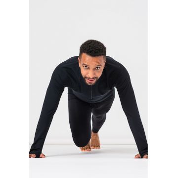 Bluza cu fenta cu fermoar pentru alergare Midweight - Negru stins