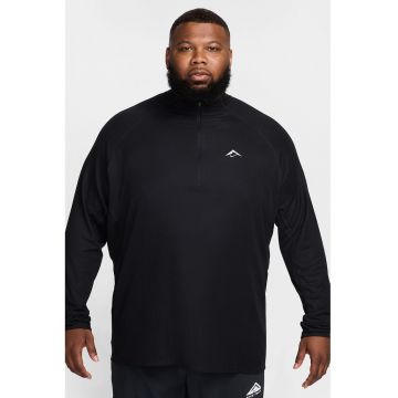 Bluza cu fermoar scurt pentru alergare pe teren accidentat - Negru