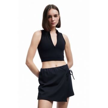 Bustiera crop cu fermoar - Negru