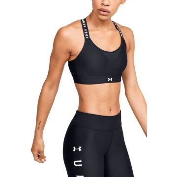 Bustiera cu suport ridicat si bretele incrucisate pe spate pentru fitness Infinity - Alb/Negru