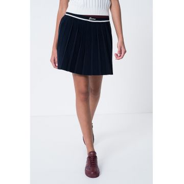 Fusta plisata din amestec de lana - Bleumarin