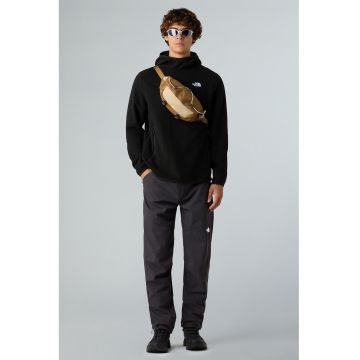 Hanorac din material fleece cu buzunar kangaroo pentru trekking Glacier - Negru