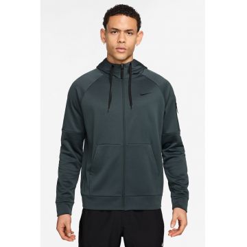 Hanorac relaxed fit pentru fitness Therma-FIT - Verde/Verde englez