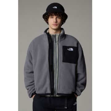 Jacheta reversibila din material fleece pentru drumetii Yumiori - Negru/Gri inchis