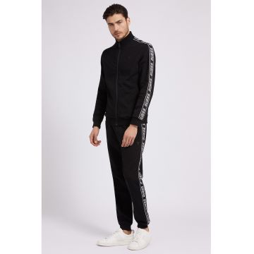 Pantaloni de trening cu benzi logo laterale si snur - Alb/Negru