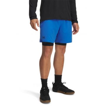 Pantaloni scurti cu model 2-in-1 pentru fitness Vanish - Albastru royal/Albastru