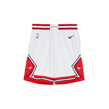Pantaloni scurti cu talie elastica pentru baschet Chicago Bulls - Alb/Rosu vermillion