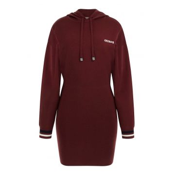 Rochie din amestec de lana cu gluga - pentru fitness - Visiniu