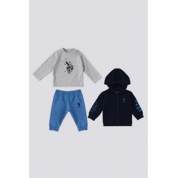 Set de bluza - hanorac si pantaloni de trening - Gri melange/Bleumarin