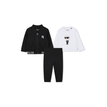 Set de bluza - pantaloni de trening si bluza cu fermoar - Alb/Negru