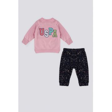 Set de bluza sport cu imprimeu si pantaloni - 2 piese - Alb/Albastru ultramarin/Roz pastel