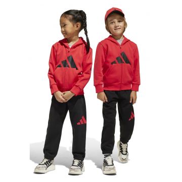 Trening cu fermoar si gluga - Rosu/Negru