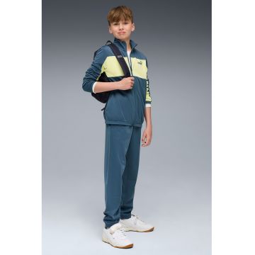 Trening cu logo si fermoar - Albastru inchis/Verde fistic