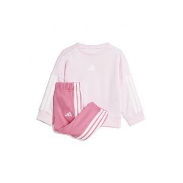 Trening din amestec de bumbac cu decolteu la baza gatului - Alb/Roz pastel