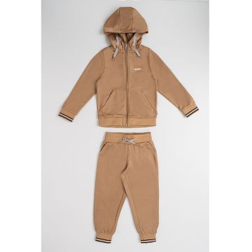 Trening din amestec de bumbac cu fermoar - Maro