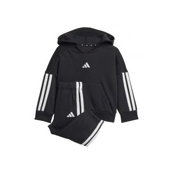 Trening din amestec de bumbac cu gluga - Alb/Negru