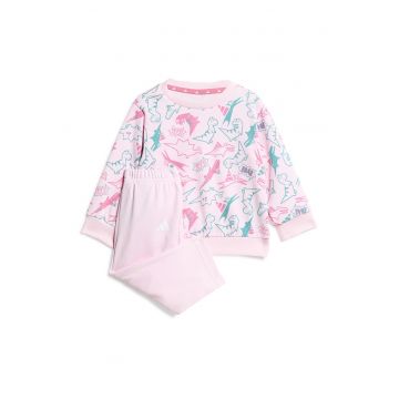 Trening din amestec de bumbac cu imprimeu - Alb/Turcoaz/Roz