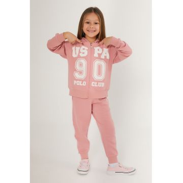 Trening din amestec de bumbac cu imprimeu logo - Roz