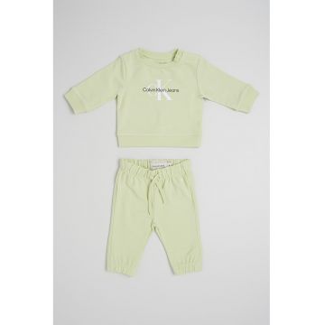 Trening din amestec de bumbac organic cu logo - Verde pal