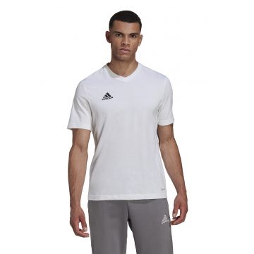 Tricou cu decolteu in V si logo pentru fotbal - Alb