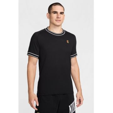 Tricou cu decolteu la baza gatului pentru tenis - Alb/Negru