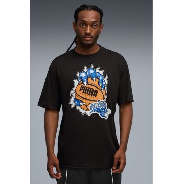 Tricou cu imprimeu pentru baschet Hoopaverse - Negru/Portocaliu/Albastru royal