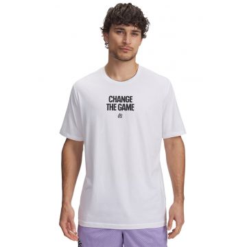 Tricou dun amestec de bumbac cu imprimeu text - pentru baschet Curry Playable - Alb/Negru
