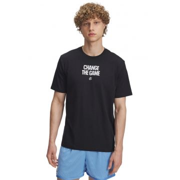 Tricou dun amestec de bumbac cu imprimeu text - pentru baschet Curry Playable - Negru/Alb murdar