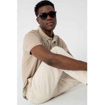 Tricou polo din bumbac - Bej deschis