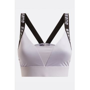 Bustiera cu burete si benzi logo pentru fitness - Alb