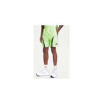 Pantaloni scurti sport cu logo brodat - Verde neon