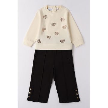 Set de bluza si pantaloni de trening - Auriu/Negru/Bej