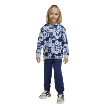 Trening cu model si gluga - Albastru inchis/Albastru deschis