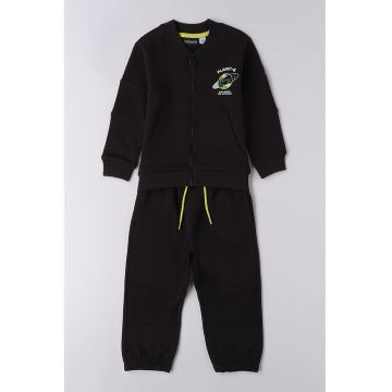 Trening de bumbac cu imprimeu spatial - Alb/Verde/Negru