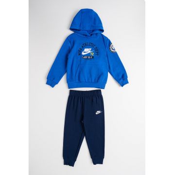 Trening din amestec de bumbac cu imprimeu logo - Alb/Albastru