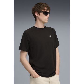 Tricou cu decolteu la baza gatului si logo Evostripe - Negru