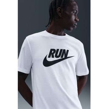 Tricou cu imprimeu logo - pentru alergare - Alb