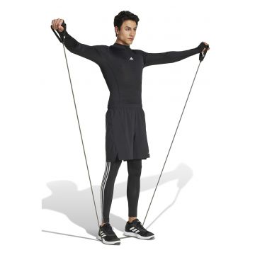 Bluza slim-fit cu guler scurt - pentru fitness - Negru