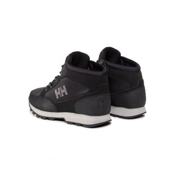 Bocanci trekking barbati  11593 - Piele naturala - Negru - Negru