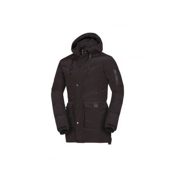 Jacheta izolata casual barbateasca cu gluga 3D fixa Domenico - Negru