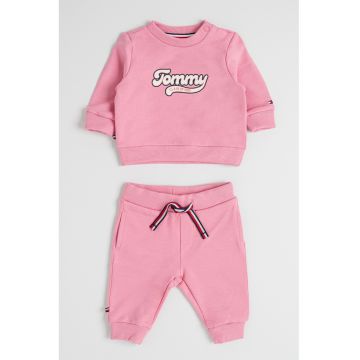 Trening din amestec de bumbac organic cu imprimeu logo - Roz