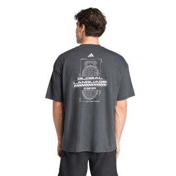 Tricou cu imprimeu grafic - pentru fitness - Alb/Gri inchis