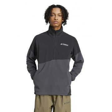 Bluza de trening din fleece cu fenta cu fermoar pentru drumetii - Negru stins/Gri inchis